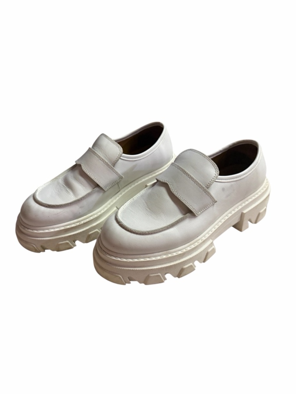 Sister X Soeur Poppy White Chunky White Leather Loafer